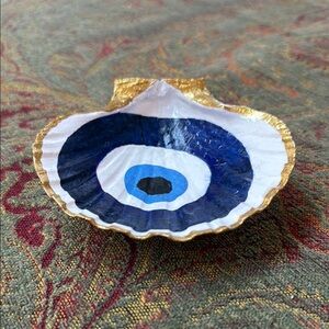 Evil Eye Shell ring trinket tray / dish handmade